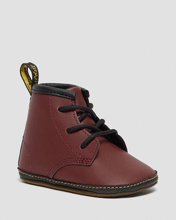 Pink / Red Kids' Dr Martens Newborn 1460 Auburn Leather Booties Casual Boots | CA 660EBC